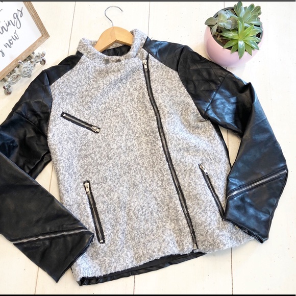 Goodnight Macaroon Jackets & Blazers - GOODNIGHT MACAROON tweed and faux leather jacket